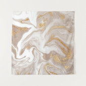 金エレガント色のベージュ色の液体大理石でグリッター タペストリー (正面(横))