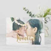 金エレガント色の写真の「感謝」カスタム シーズンカード (スタンド正面)