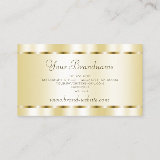 金エレガント色の楕円形の枠とスタイリッシュ貴族 名刺 (裏面)