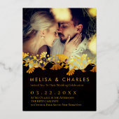 金エレガント色の花柄モノグラムフローラ写真 箔シーズンカード (正面)