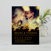 金エレガント色の花柄モノグラムフローラ写真 箔シーズンカード (立ち正面)