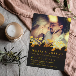 金エレガント色の花柄モノグラムフローラ写真 箔シーズンカード