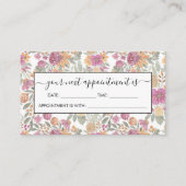 金エレガント色イエローピンクフローラ水色 予約カード (正面)