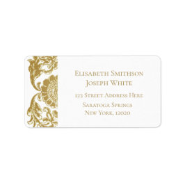 金エレガント花結婚差出人住所 ラベル
