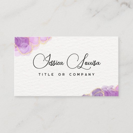 金エレガント金と紫の大理石 名刺 (正面)