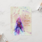 金エレガント金のクリスマスツ文字デザインリー カード (正面/裏面インサイチュ)