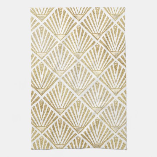 金エレガント金ダイヤモンドパームデザイン キッチンタオル (縦)