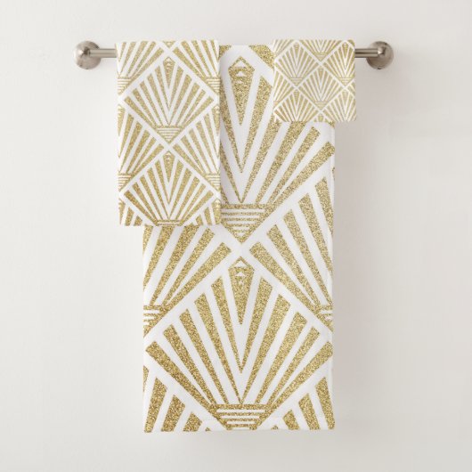 金エレガント金ダイヤモンドパームデザイン バスタオルセット (インサイチュ)