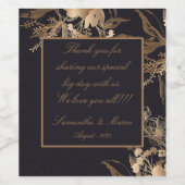 金エレガント金バラフローラ結婚ズ ワインラベル (シングルラベル)