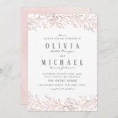 金エレガント金バラ金ゴールド植物性結婚フローラ 招待状 (正面/裏面)