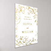 金エレガント金フローラ結婚の歓迎 箔ポスター (レイダウン)