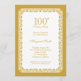 金エレガント金100歳の誕生日パーティー招待状 招待状