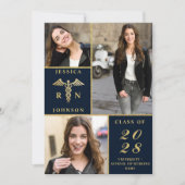 金エレガント金3写真看護卒業式 招待状 (正面)