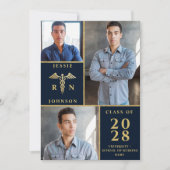 金エレガント金3写真看護卒業式 招待状 (正面)