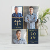 金エレガント金3写真看護卒業式 招待状 (スタンド正面)