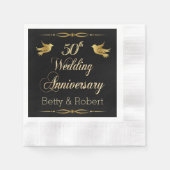 金エレガント金50周年記念結婚紙ナップ 縁ありカクテルナプキン (正面)