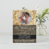 金エレガント額の写真の書結婚道の発明 招待状 (スタンド正面)