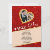 金エレガント額ハート写真シーティングチャートカード 招待状 (裏面)