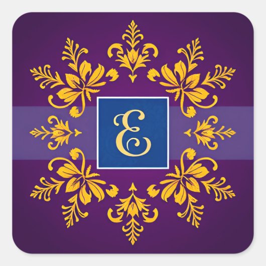 金エレガント額バロック文字E スクエアシール (正面)