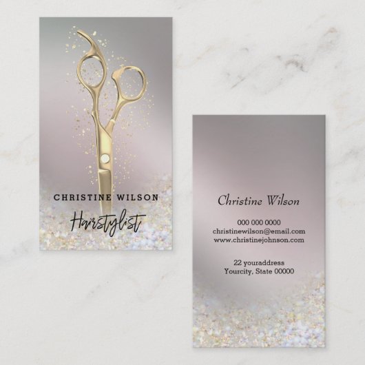 金エレガント髪鋏 名刺 (正面/裏面)