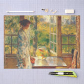 金エレガント魚の鉢を持つ女性(Childe Hasssam) 薄葉紙 (クラフト)