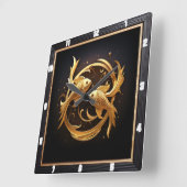 金エレガント魚 スクエア壁時計 (傾斜)