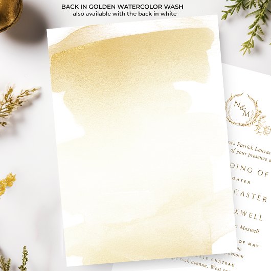 金エレガント黄モノグラフォーマルム結婚ズ 招待状