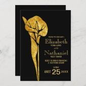 金オランダカイウユリの1920年のアールデコの結婚式招待状 招待状 (正面/裏面)