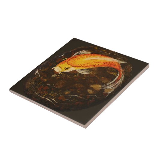 金オレンジコイの魚 タイル (側面)