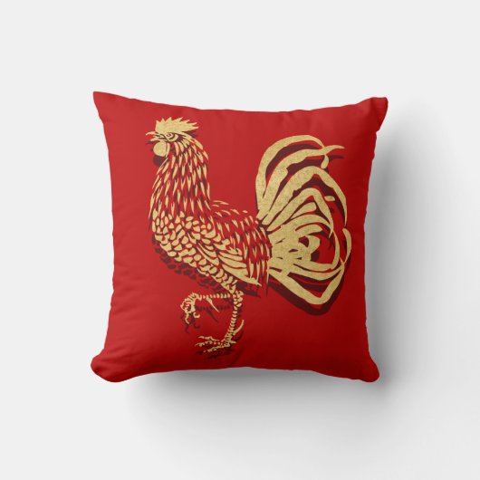金オンドリの中国語 クッション (正面)