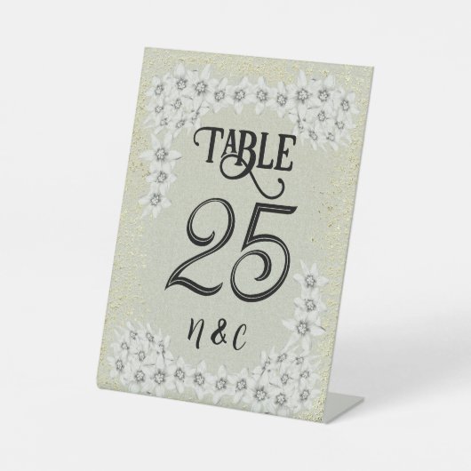 金カスタムモダン金フローラ台座標識 台座サイン (正面)