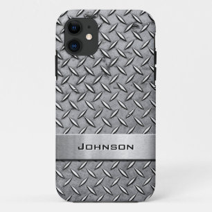 金カッコいい属ダイヤモンドカット金属プレート模様 iPhone 11 ケース