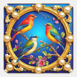 金カラフル額の華美鳥 スクエアシール