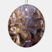 金カーニバルのコスチュームが付いているベニス風のカップル セラミックオーナメント (左)