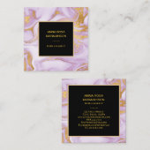 *~*金ガーリー箔静脈ラベンダーマーブルモダン スクエア名刺 (正面/裏面)