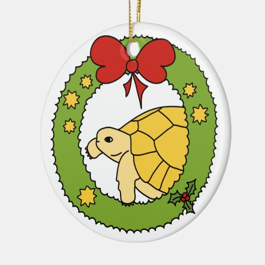 金ギリシャのカメのクリスマスのオーナメント(リース) セラミックオーナメント (左)