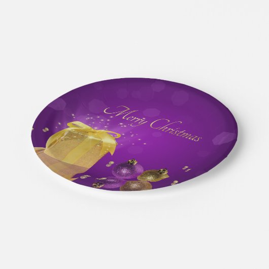 金クリスマスのギフト用の箱 ペーパープレート (アングル)