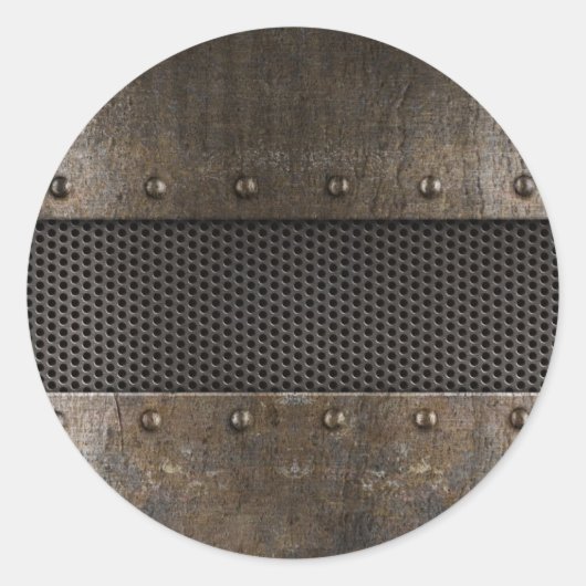 金グランジ属背景 ラウンドシール (正面)