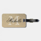 金グリッターのモノグラム ラゲッジタグ (裏面横)