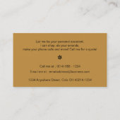 金グリッターの花の縦の名刺 名刺 (裏面)