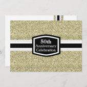 金グリッター第50記念日 招待状 (正面/裏面)