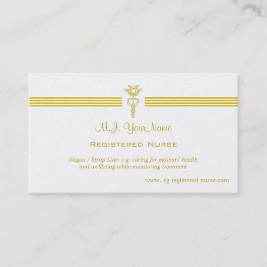 金ケリュケイオンのロゴの公認看護師 名刺 (正面)