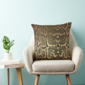 金コンテンポラリー色の黒Pythonのヘビの皮 クッション (椅子)