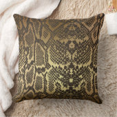 金コンテンポラリー色の黒Pythonのヘビの皮 クッション (ブランケット)