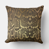 金コンテンポラリー色の黒Pythonのヘビの皮 クッション (正面)