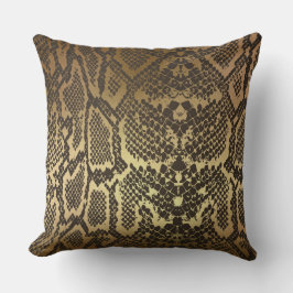 金コンテンポラリー色の黒Pythonのヘビの皮 クッション