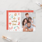 金ゴールドああ何おもしろいクリスマスフォトカード カード (正面/裏面インサイチュ)