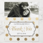 金ゴールドありがとうタイポグラフィフォトカスタムウェディング ワインラベル (シングルラベル)