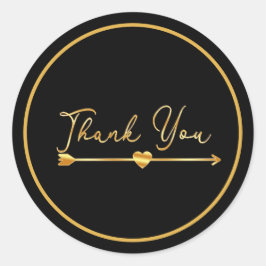 金ゴールドありがとう矢印サークルステッカー ラウンドシール