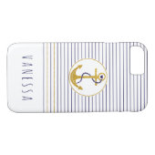 金ゴールドいかりとネイビーブルーストライプ航海のズ Case-Mate iPhoneケース (裏面(横))